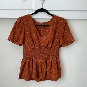 Short Sleeve Burnt Orange Boho Top